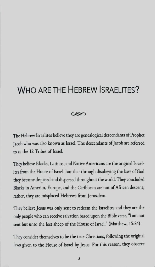 The Hebrew Israelites in Light of the True Teachings of Jesus Authentic Statements $18.20 (Page i)